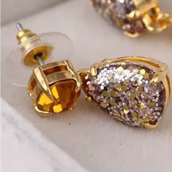 KATE SPADE NEW YORK ♠️ SHINE ON AMBER TOPAZ GLITTER TEARDROP EARRINGS - Picture 3 of 9